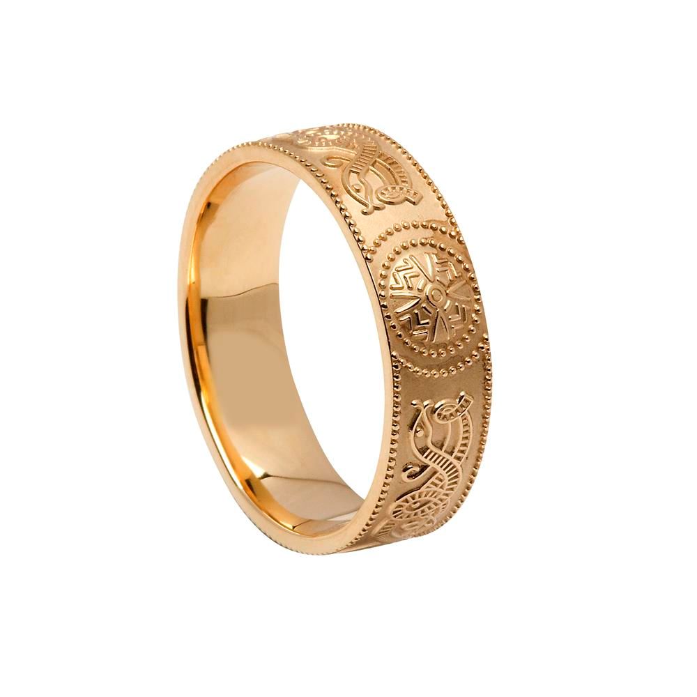 Celtic Warrior Shield 14K Gold 6mm Comfort Fit Band - Irish Jewelry ...