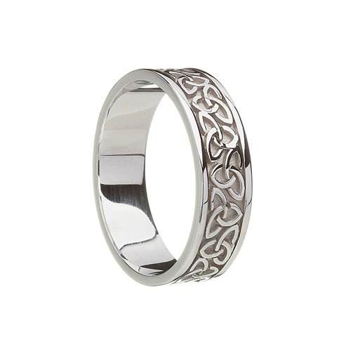 Sterling Silver Florentine Finish Solid Trinity Knot Band - Irish ...