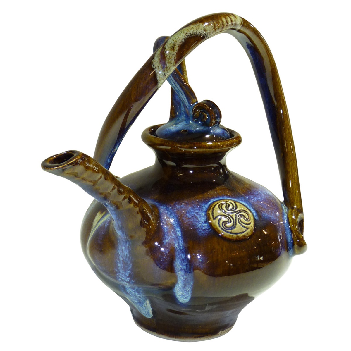 Colm De Ris Irish Pottery, Spiral Tea Pot Blue - Tipperary Irish 