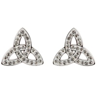 Trinity Knot Stud Earrings Adorned with Swarovski Crystals