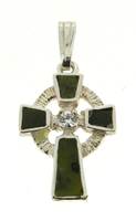 Image for Connemara Marble Celtic Cross Sterling Silver and CZ Center