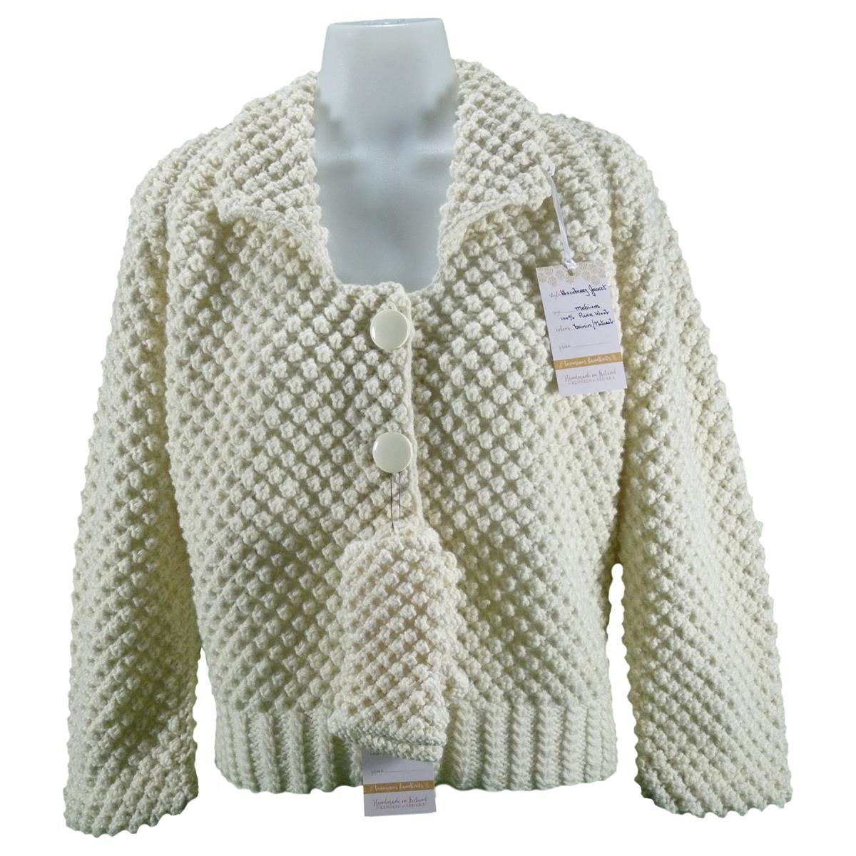 Handknit Vintage Blackberry Stitch Jacket Bainin Aran - Irish Jewelry ...