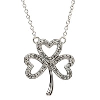 Image for Shanore Sterling Silver Open Shamrock Pendant Embellished with Swarovski Crystals