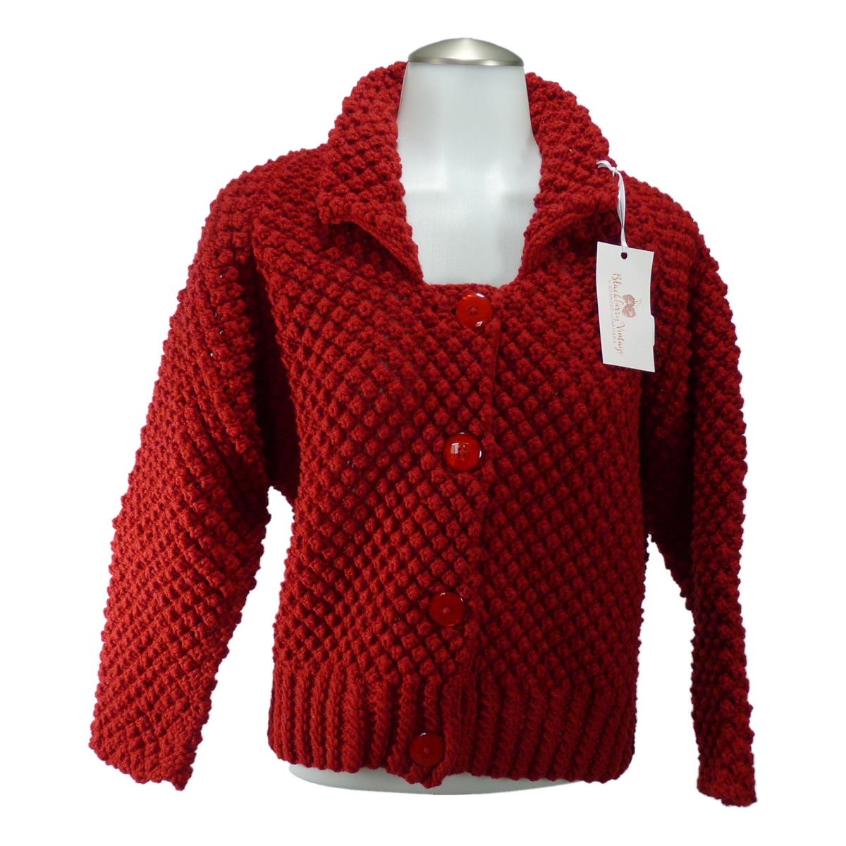 Handknit Vintage Blackberry Stitch Jacket Red - Irish Jewelry | Irish ...