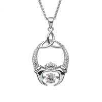 Image for Damhsa Claddagh and Trinity Pendant with Dancing CZ