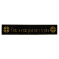 Image for Home is Where Your Story Begins Celtic Knot Wooden Carved Wallboard, Black