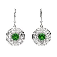 Image for Sterling Silver Swarovski Green/White Celtic Earrings