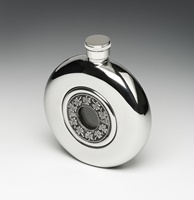 Image for Irish Whiskey Flask with Glass Center, Shamrock