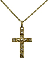 Image for Irish Claddagh Cross Pendant, 14K Yellow Gold with Diamonds
