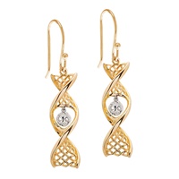Image for 14K Yellow Gold Celtic DNA Earrings with White Gold Tree of Life