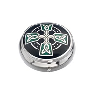 Sea Gems Celtic Cross Pillbox, Black/Green