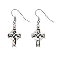 Image for Sea Gems Celtic Cross Drop Earrings, Green