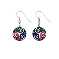 Image for Sea Gems Celtic Triskele Trinity Earrings, Red/Green/Blue