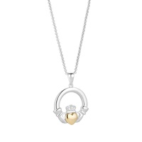 Image for 10K Gold Heart with Sterling Silver Claddagh Pendant