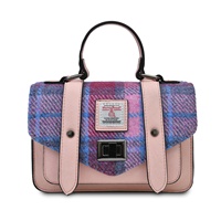 Islander Mini Satchel Bag with HARRIS TWEED - Pink and Blue Tartan