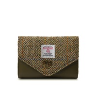 Islander Small Clasp Purse with HARRIS TWEED - Chestnut Herringbone