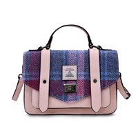 Image for Islander Medium Satchel Bag with HARRIS TWEED - Pink and Blue Tartan