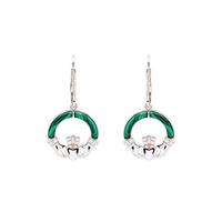 Image for Sterling Silver Claddagh Drop with Malachite Earrings