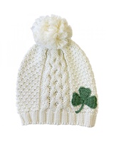 Image for Patrick Francis Aran Knit Shamrock Bobble Hat, Cream