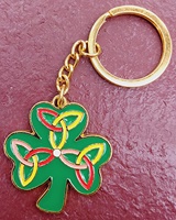 Shamrock with Trinity Knot Metal Keyring