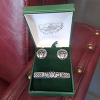 Image for Mullingar Pewter Tie Pin and Cufflinks Set, Claddagh