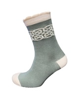 Book of Kells Celtic Knot Ladies Socks, Thyme/Cream