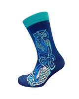 Book of Kells Celtic Mens Socks, Teal/Navy