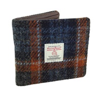 Image for Glen Appin Harris Tweed Mull Classic Gents Wallet, Grey with Rust Overcheck