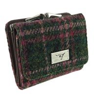 Image for Glen Appin Harris Tweed Unst Small Purse, Dark Green and Plum Check