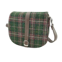Image for Glen Appin Harris Tweed Beauly Shoulder Bag, Dark Green and Plum Check