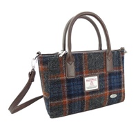 Image for Glen Appin Harris Tweed Brora Small Tote Bag, Grey with Rust Overcheck