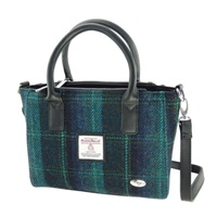 Image for Glen Appin Harris Tweed Brora Small Tote Bag, Blue with Turquoise Overcheck
