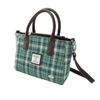 Image for Glen Appin Harris Tweed Brora Small Tote Bag, Duck Egg and Cream Check