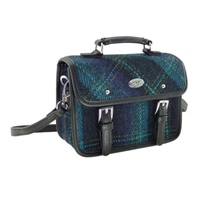 Image for Glen Appin Harris Tweed Bervie Mini Satchel, Blue with Turquoise Overcheck