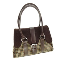 Image for Glen Appin Harris Tweed Orchy Contrast Scallop Bag, Brown/Brown Dogtooth