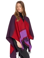 Image for Jimmy Hourihan Fringed Shawl with Color Panels, Wine/Red/Lilac