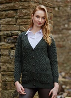 Image for Aran Crafts Adare Boyfriend Cardigan, Army Green