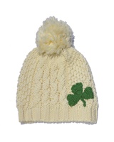 Image for Patrick Francis Wool Shamrock Kids Bobble Hat, Cream