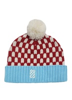 Image for Patrick Francis Spotty Kids Bobble Hat, Burgundy/ Blue