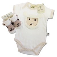 Image for Patrick Francis Ireland Baby Sheep Onesie & Booties Set, Cream