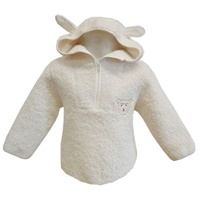 Patrick Francis Ireland Kids Sheep 1/4 Zip Hoodie, Cream