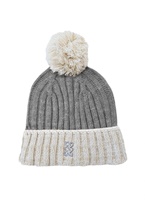 Image for Patrick Francis Sustainable Collection Grey and Cream Melange Rib Knit Bobble Hat