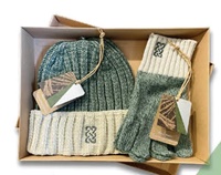 Image for Patrick Francis Sustainable Hat and Glove Gift Set Green and Cream Melange - Gift Boxed