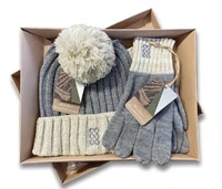 Image for Patrick Francis Sustainable Hat and Glove Gift Set Grey and Cream Melange - Gift Boxed