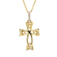 Image for 14K Yellow Gold Lab Diamond Celtic Cross Necklace .03ct