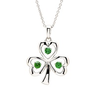 Image for Sterling Silver CZ Emerald Shamrock Necklace