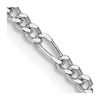 Image for Sterling Silver 2.25 mm Rhodium Plated Figaro Chain, 20 inch