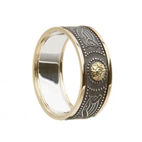 Image for Celtic Warrior Shield Sterling Silver with Yellow Gold Trims 9mm Mens Band