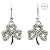 Shamrock Drop Earrings Adorned with Swarovski Crystals