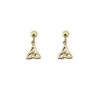 14K Yellow Tiny Trinity Drop Earrings